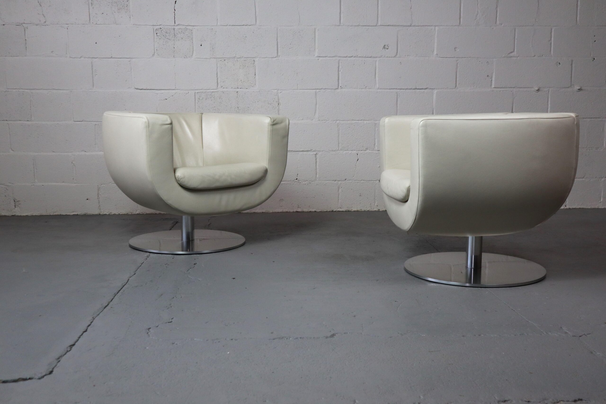 B&B Italia "Tulip" leather armchairs designed by Jeffrey Bernett in 2000