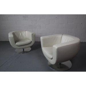 B&B Italia "Tulip" leather armchairs designed by Jeffrey Bernett in 2000