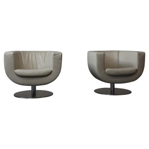 B&B Italia "Tulip" leather armchairs designed by Jeffrey Bernett in 2000