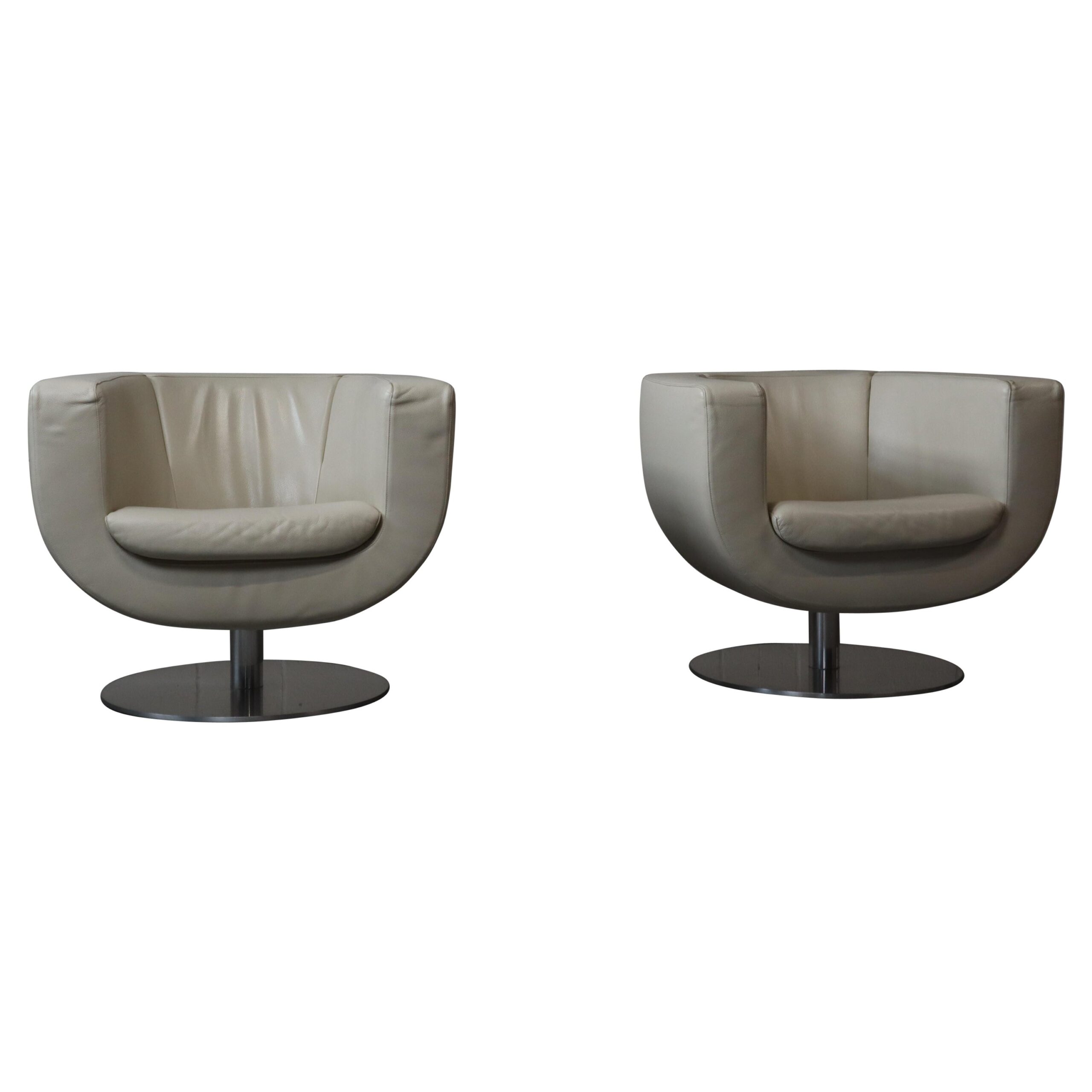 B&B Italia "Tulip" leather armchairs designed by Jeffrey Bernett in 2000