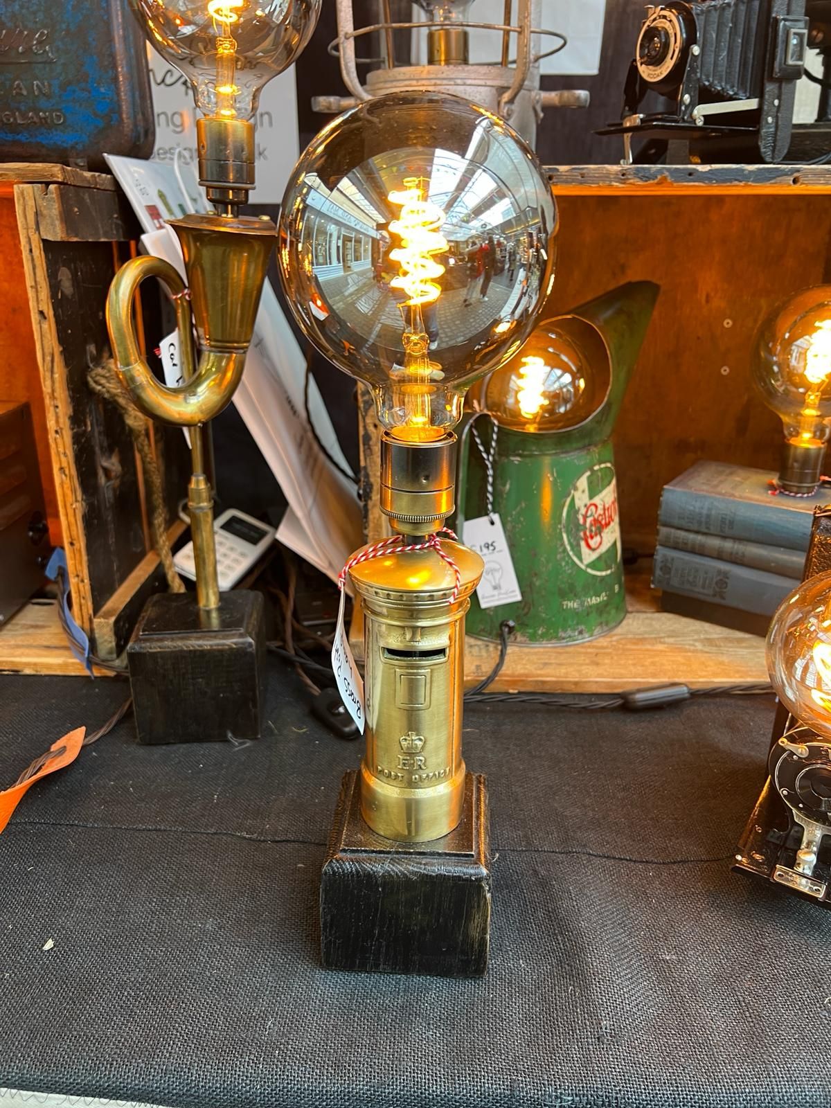 Brass post box light