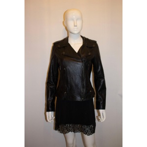 Burberry Black Leather Bomber Jacket