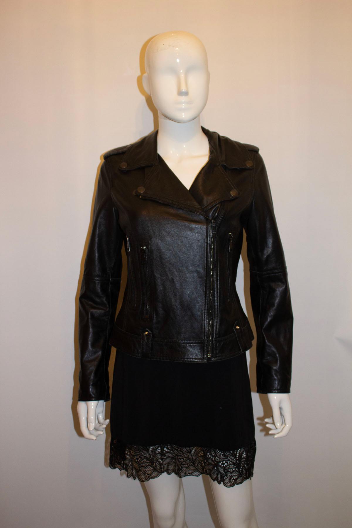 Burberry Black Leather Bomber Jacket