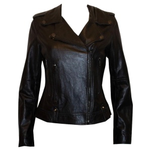 Burberry Black Leather Bomber Jacket