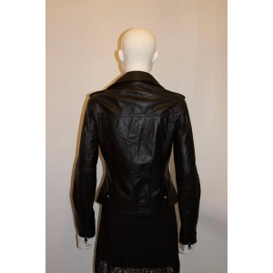 Burberry Black Leather Bomber Jacket