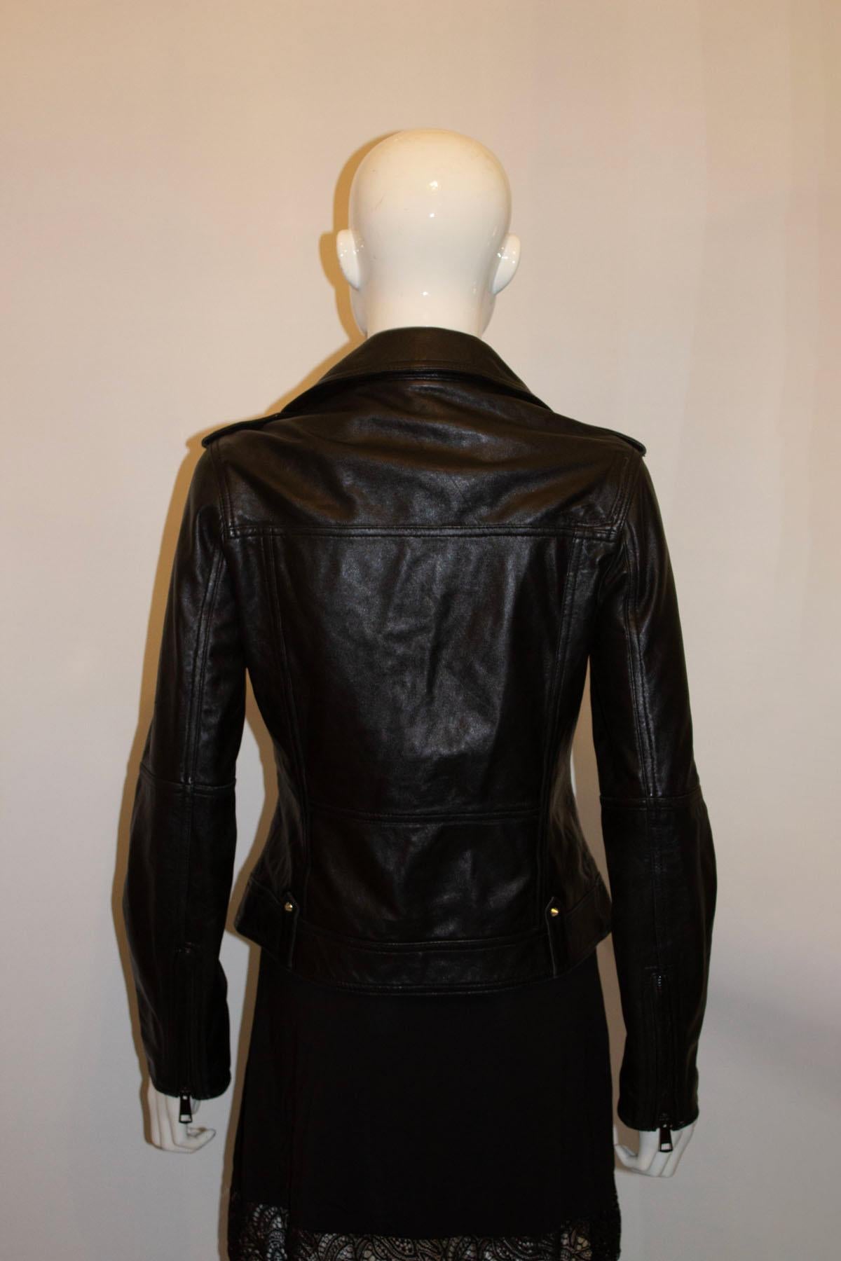 Burberry Black Leather Bomber Jacket