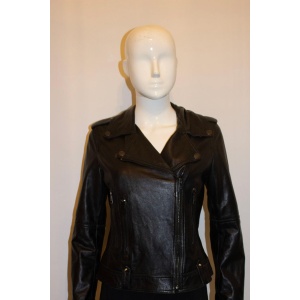 Burberry Black Leather Bomber Jacket
