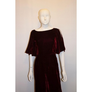 Burgundy Velvet Jump Suit By Beulah