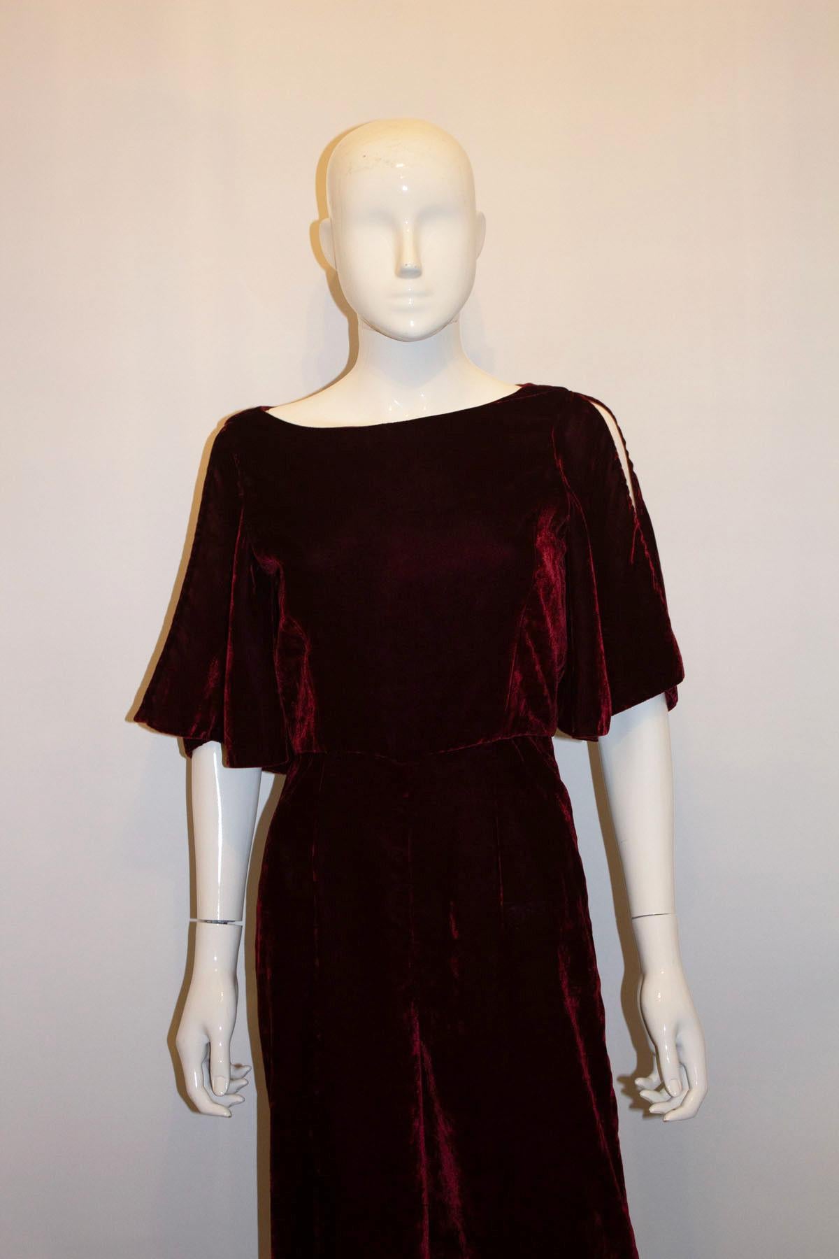 Burgundy Velvet Jump Suit By Beulah