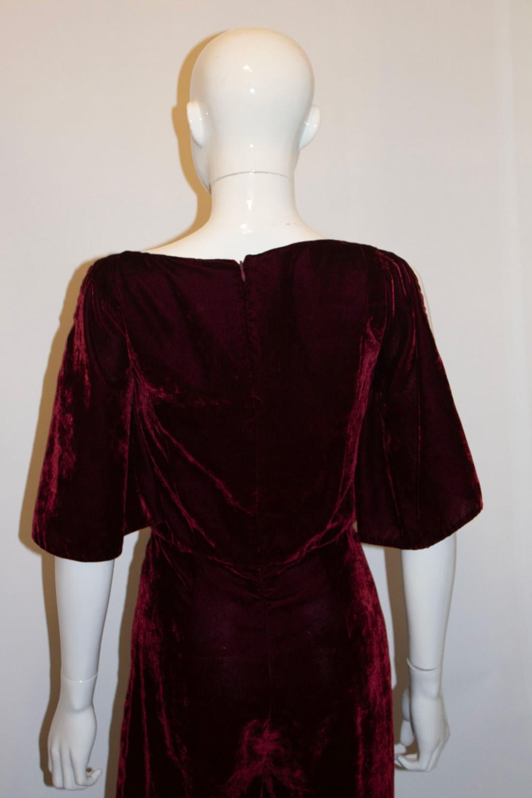 Burgundy Velvet Jump Suit By Beulah