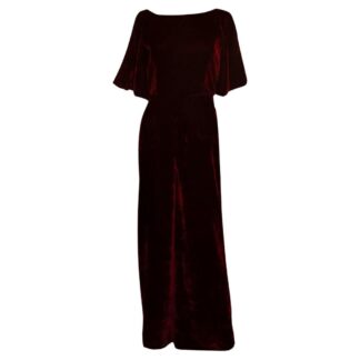 Burgundy Velvet Jump Suit By Beulah