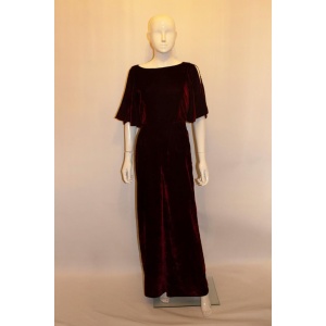Burgundy Velvet Jump Suit By Beulah