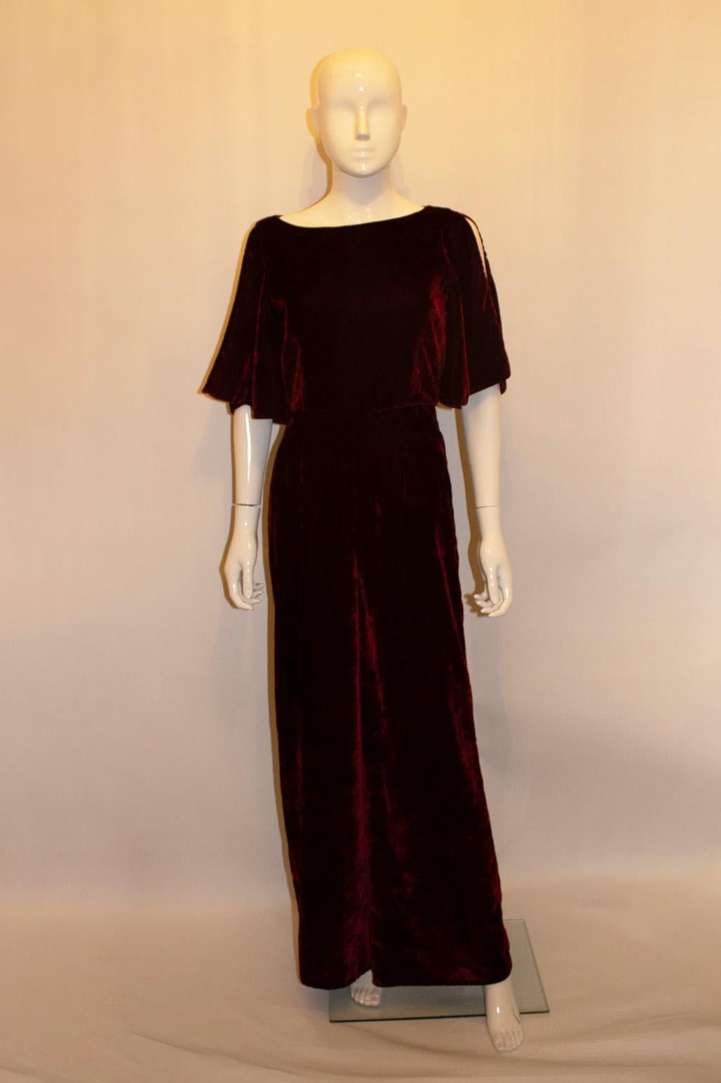 Burgundy Velvet Jump Suit By Beulah