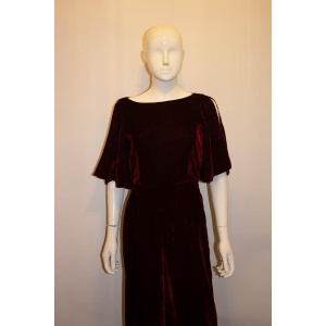 Burgundy Velvet Jump Suit By Beulah