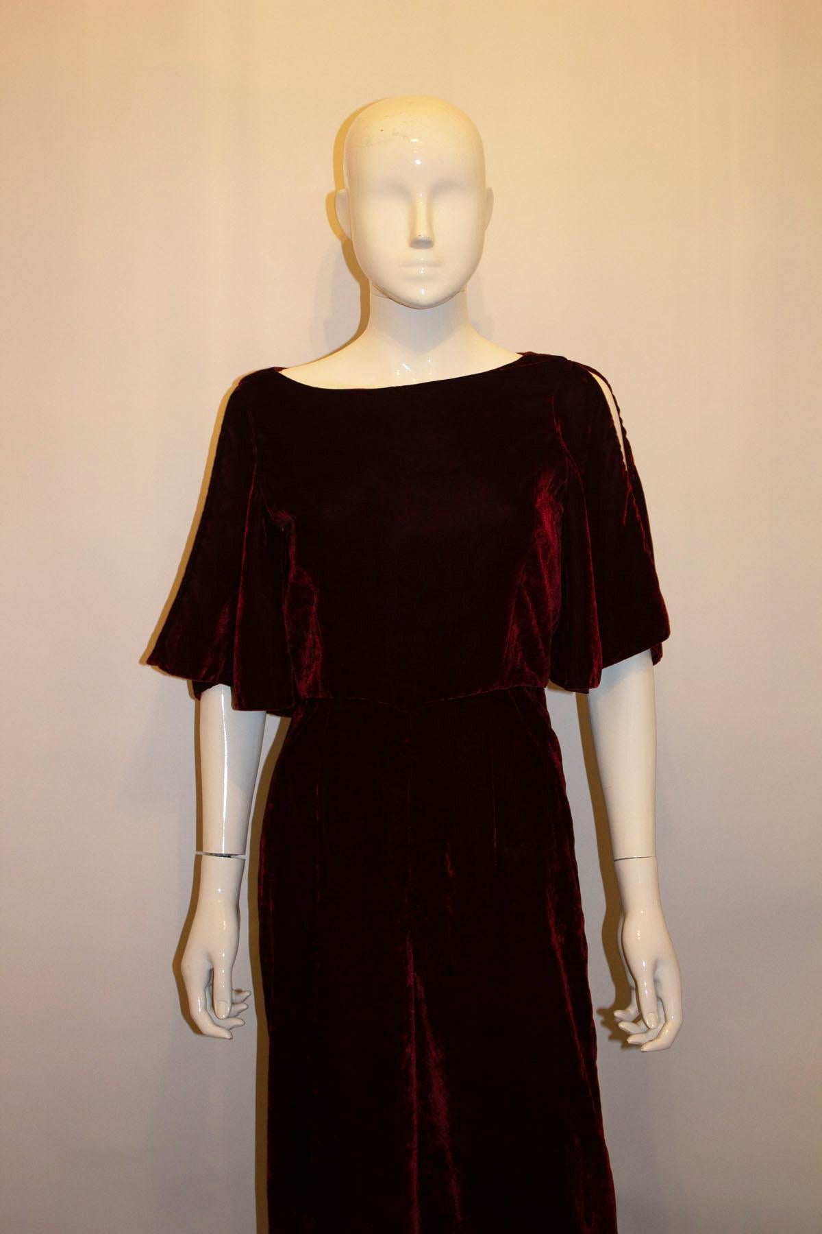 Burgundy Velvet Jump Suit By Beulah