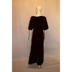 Burgundy Velvet Jump Suit By Beulah