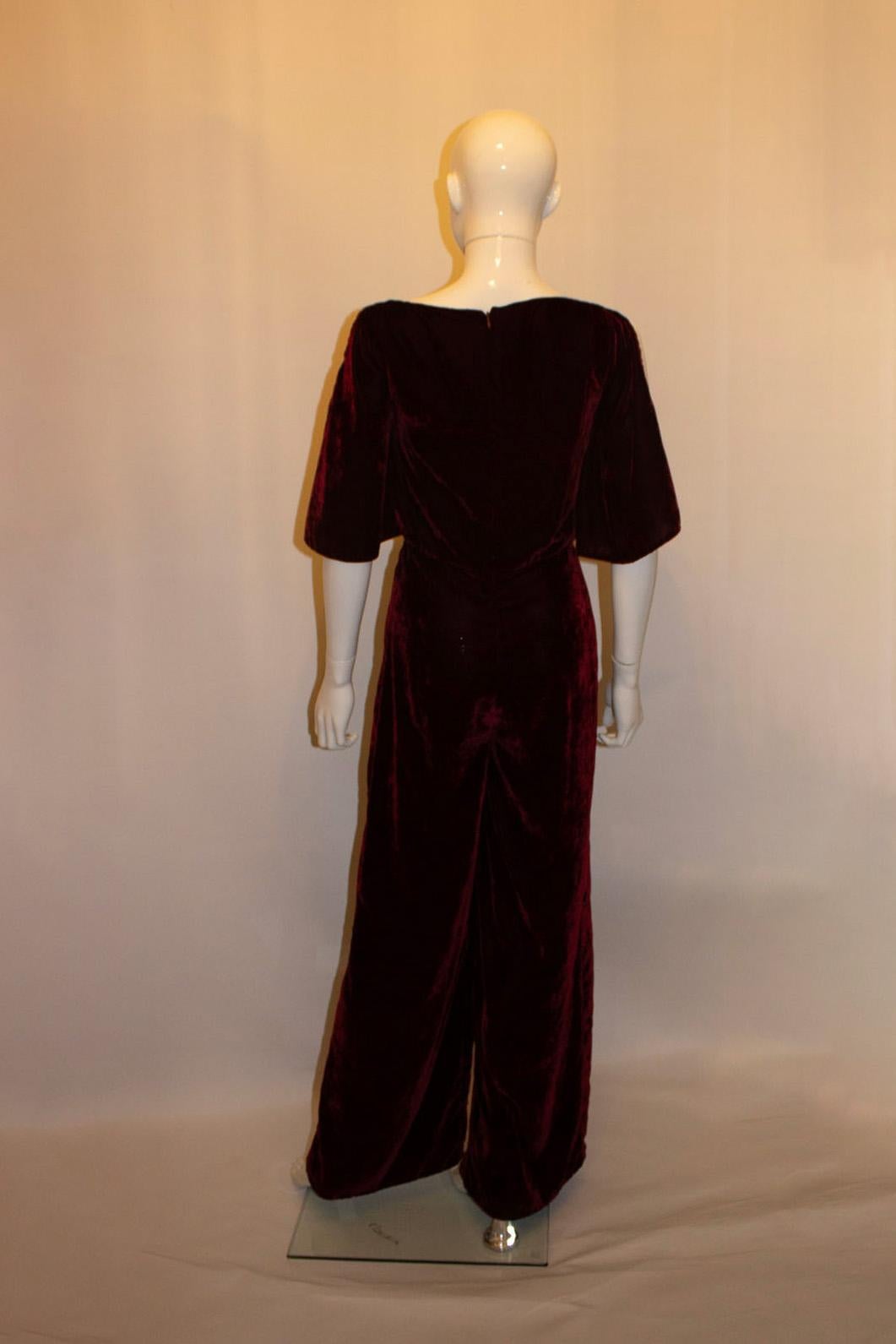 Burgundy Velvet Jump Suit By Beulah