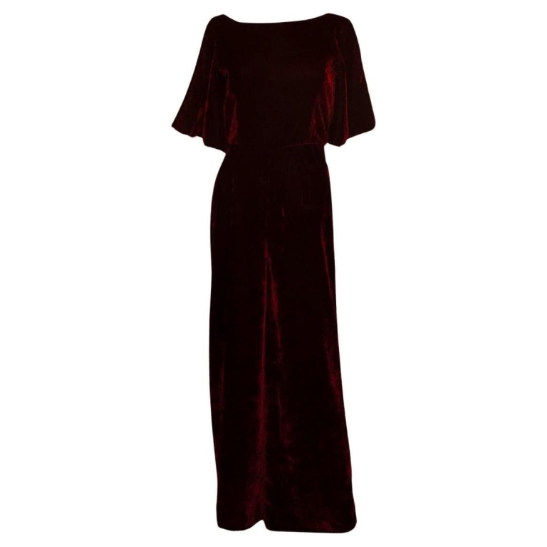 Burgundy Velvet Jump Suit By Beulah