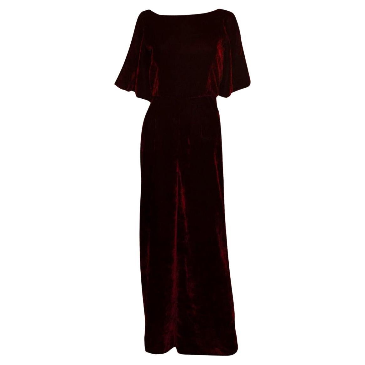 Burgundy Velvet Jump Suit By Beulah