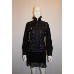 Cavalli Blue Jacket with Faux Fur Trim