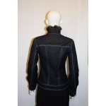 Cavalli Blue Jacket with Faux Fur Trim