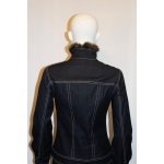Cavalli Blue Jacket with Faux Fur Trim