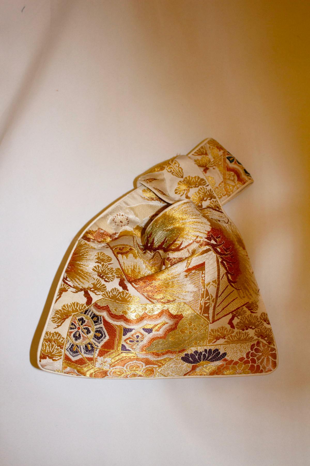Charming vintage bag made of Old Obi Belts