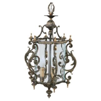 Vintage Bronze and Glass Lantern, 1980s