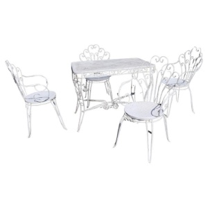 Garden Set in White Iron with Table and Armchairs, 1970s