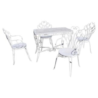 Garden Set in White Iron with Table and Armchairs, 1970s