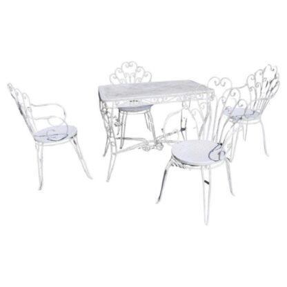 Garden Set in White Iron with Table and Armchairs, 1970s