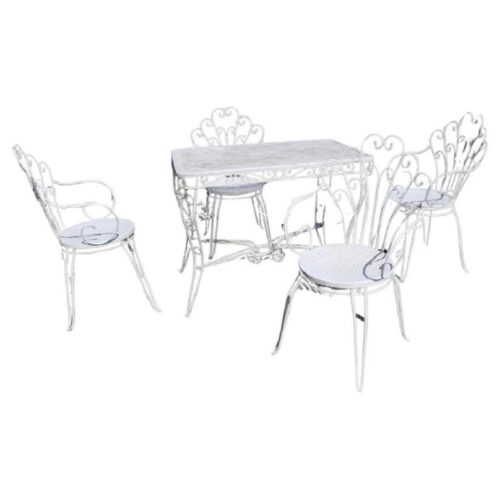 Garden Set in White Iron with Table and Armchairs, 1970s