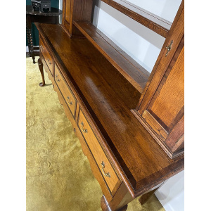 Antique Spicer of Pontesbury oak dresser with crossbanded mahogany
