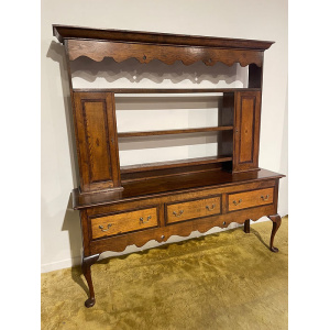 Antique Spicer of Pontesbury oak dresser with crossbanded mahogany