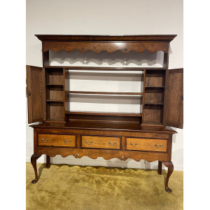Antique Spicer of Pontesbury oak dresser with crossbanded mahogany