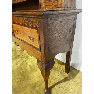 Antique Spicer of Pontesbury oak dresser with crossbanded mahogany