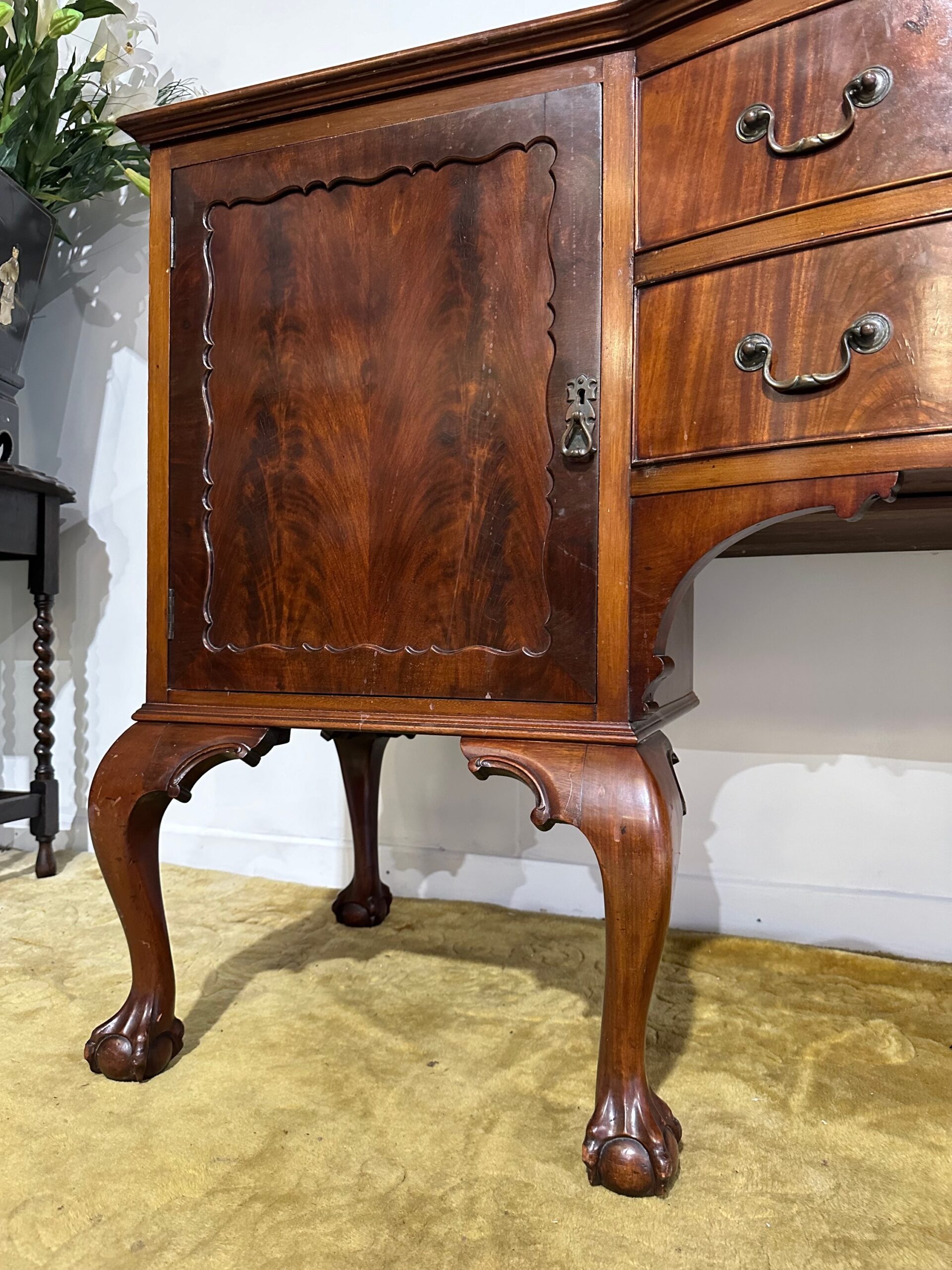Edwardian Mahogany Gallery Back Bow Front Sideboard