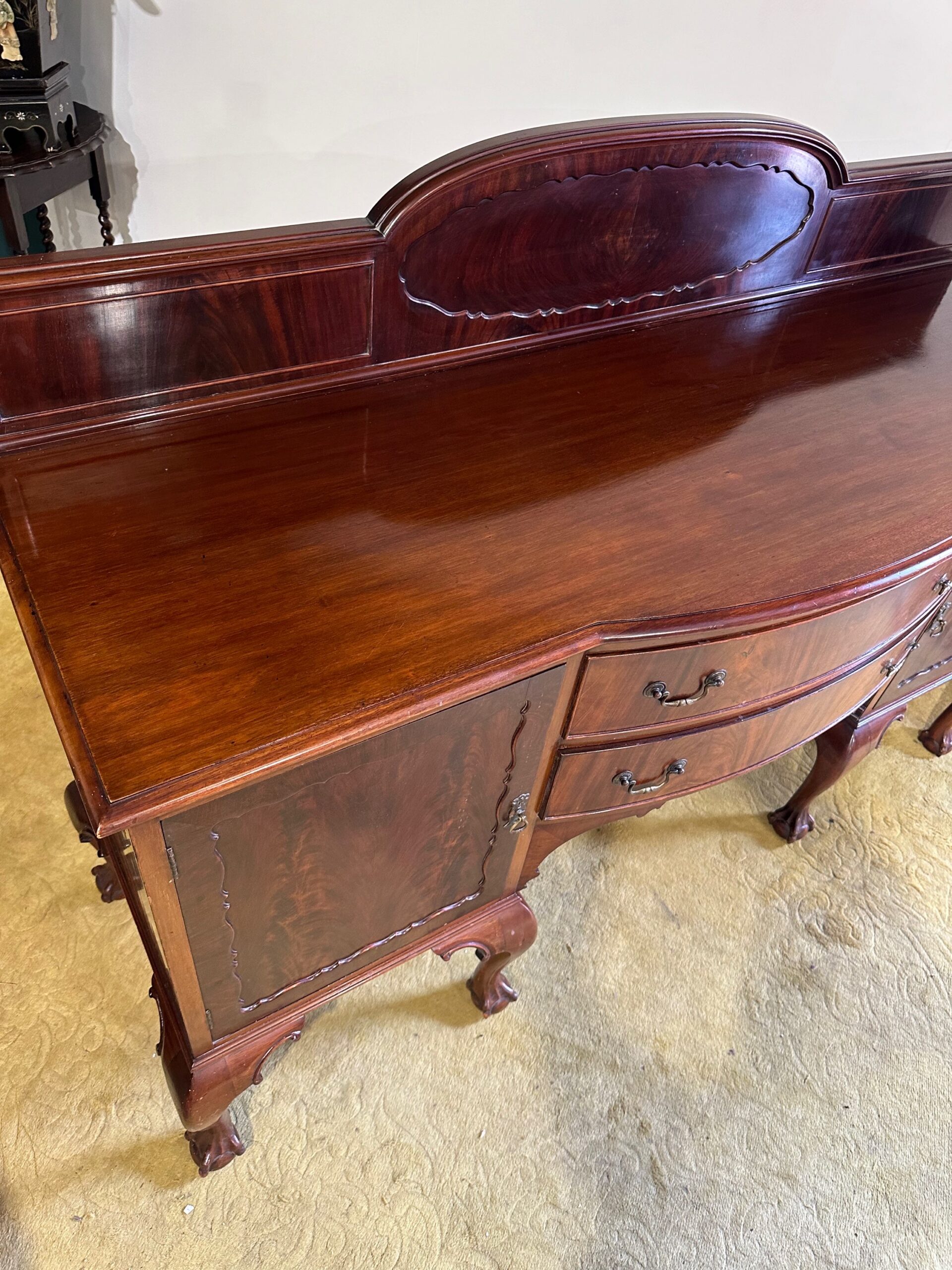 Edwardian Mahogany Gallery Back Bow Front Sideboard