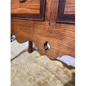 Antique Spicer of Pontesbury oak dresser with crossbanded mahogany