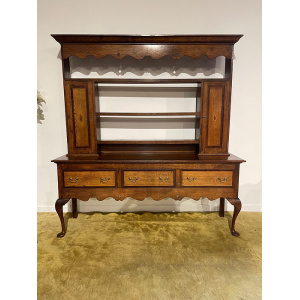 Antique Spicer of Pontesbury oak dresser with crossbanded mahogany