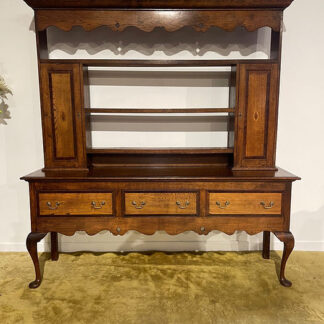Antique Spicer of Pontesbury oak dresser with crossbanded mahogany