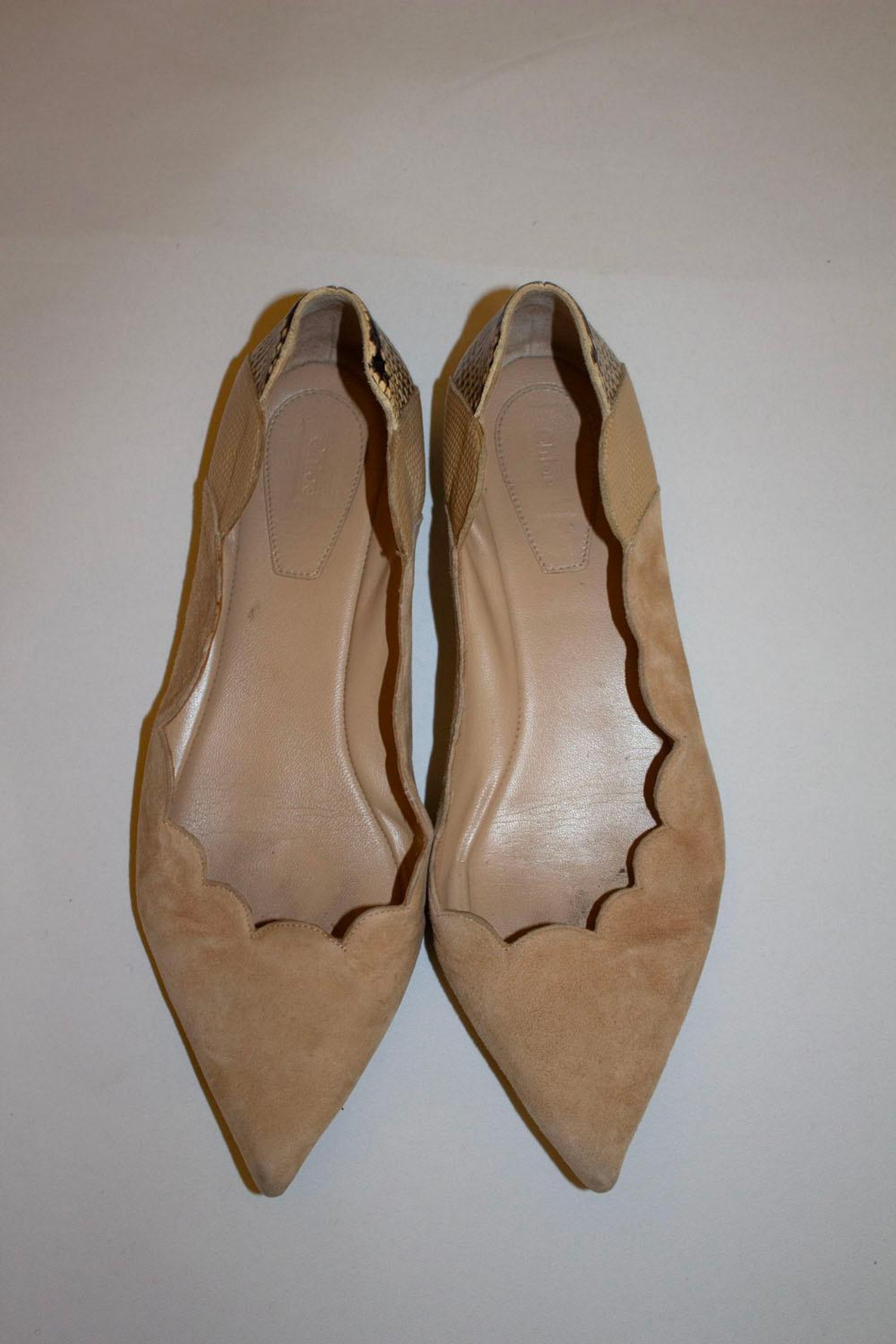Chloe Suede and Snakeskin Flats