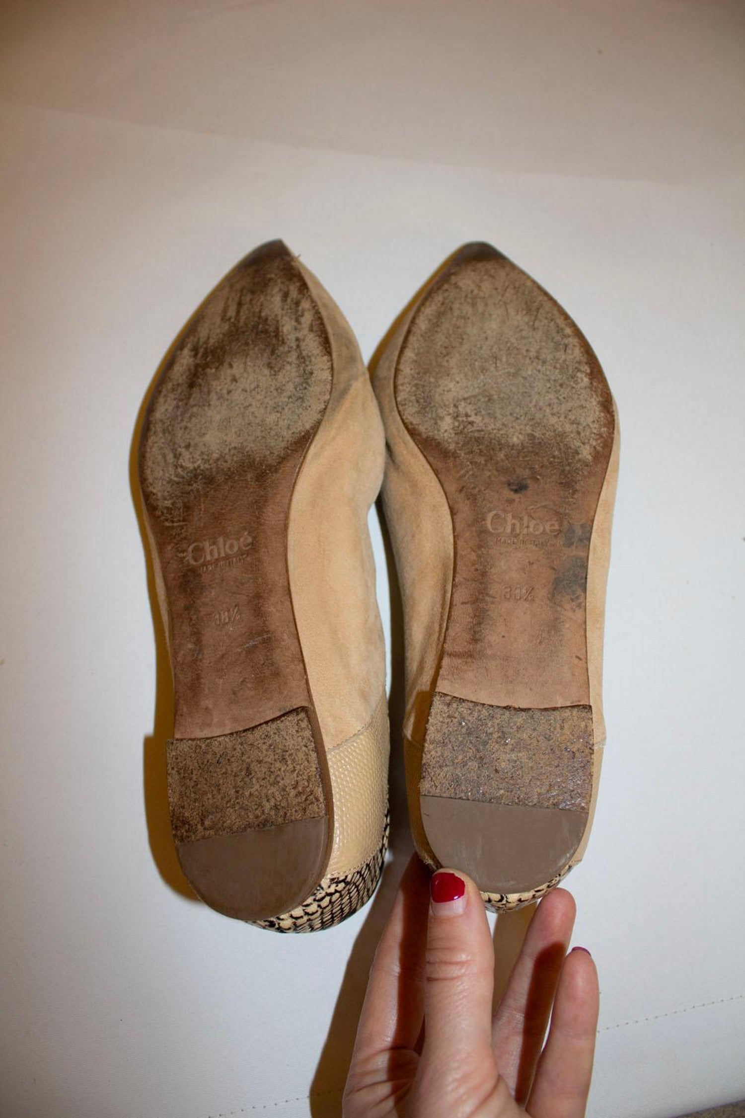 Chloe Suede and Snakeskin Flats