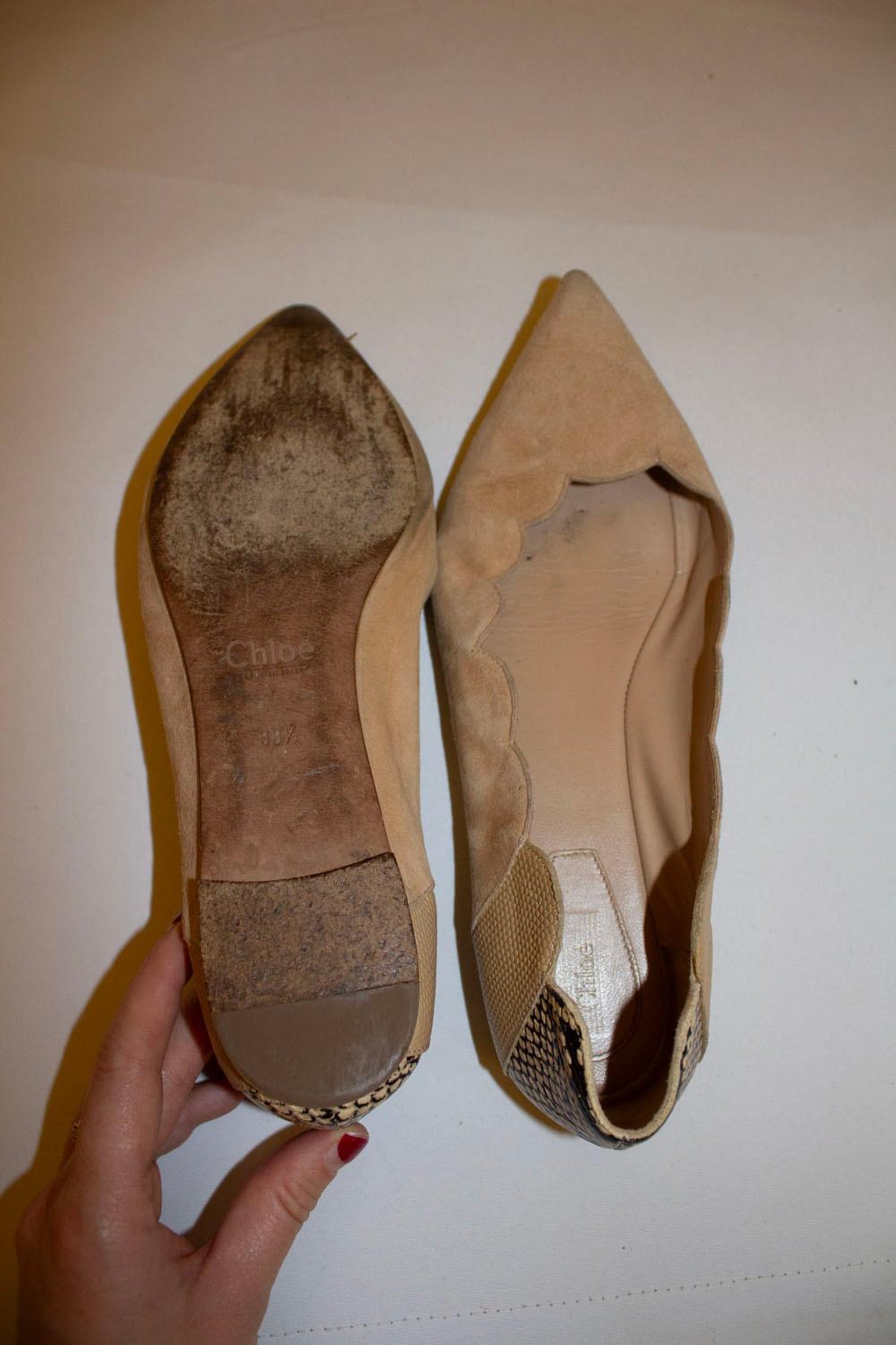 Chloe Suede and Snakeskin Flats