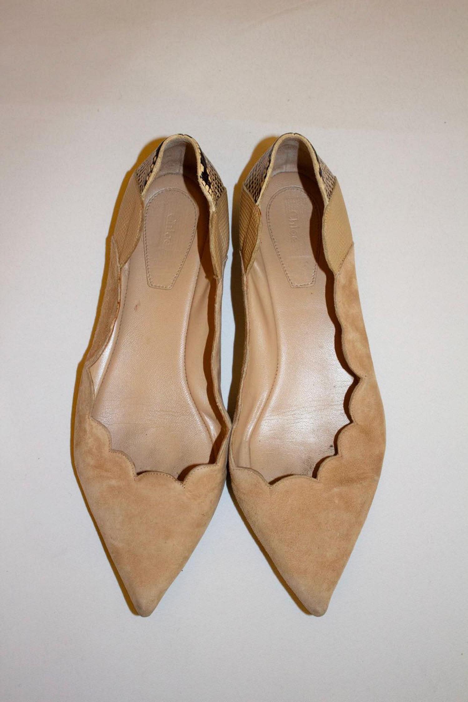 Chloe Suede and Snakeskin Flats