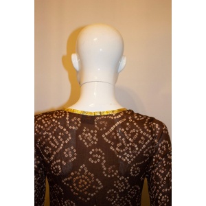 Melissa Obadash Brown and Gold Silk Tunic Top
