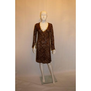Melissa Obadash Brown and Gold Silk Tunic Top