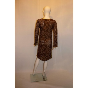 Melissa Obadash Brown and Gold Silk Tunic Top