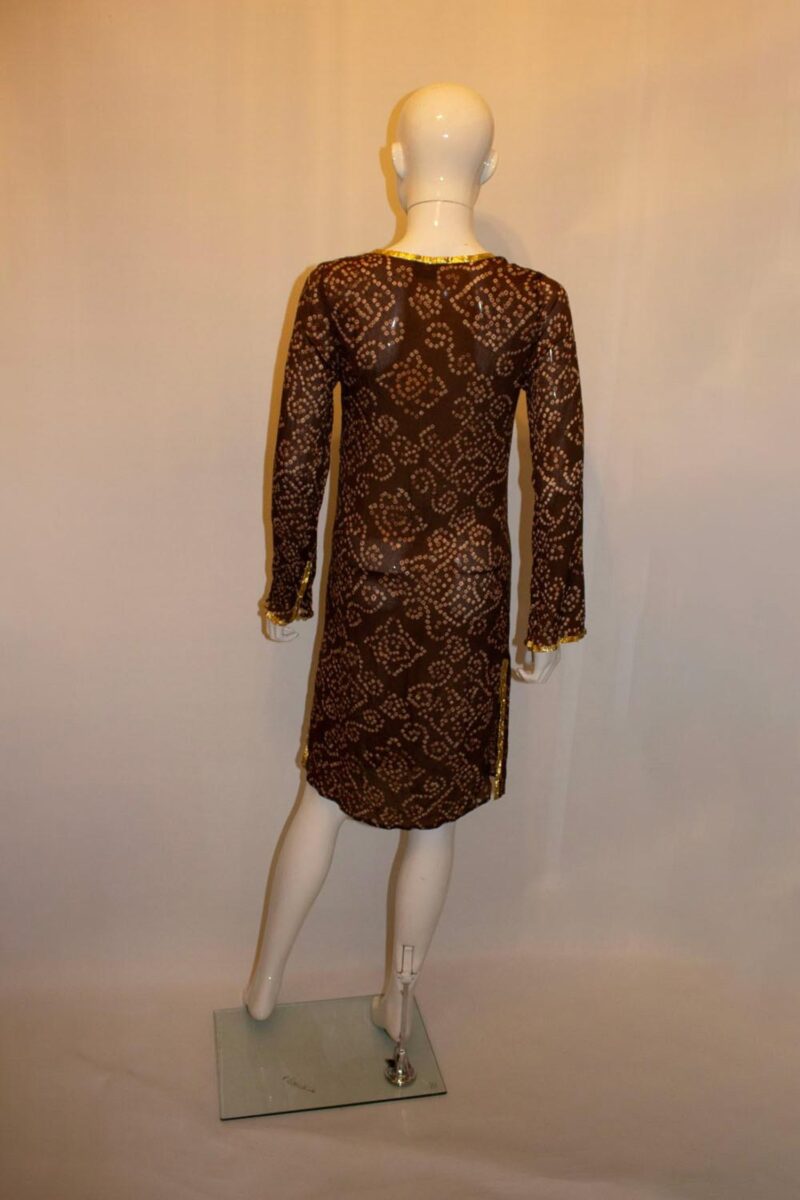 Melissa Obadash Brown and Gold Silk Tunic Top