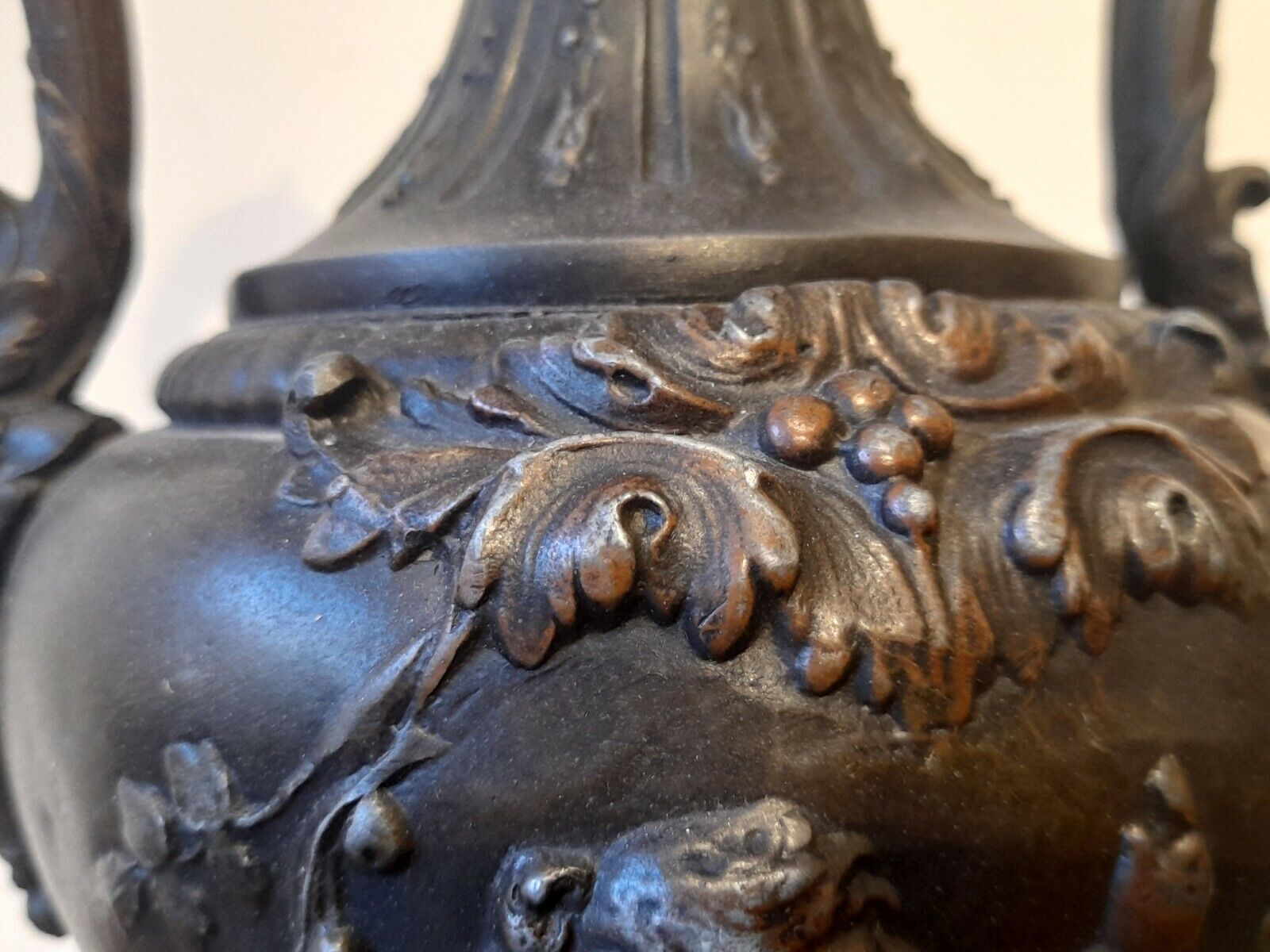 Fine Pair Antique 19th Century Neo Classical Bronzed Spelter Vases 15 "